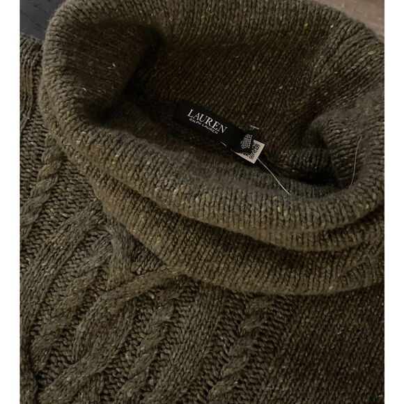 New Lauren Ralph Lauren Aran-Knit Wool Roll Neck Jumper Sweater Medium - Picture 7 of 8